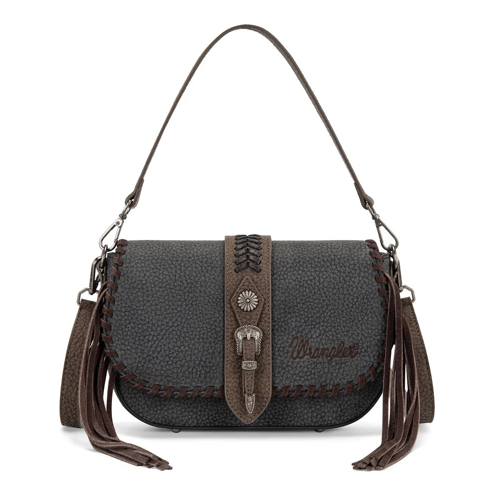 Wrangler Braided Tassel Saddle Crossbody Bag