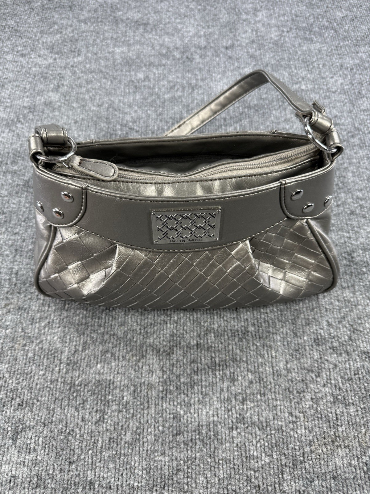 Jaclyn Smith Metallic Silver Woven Shoulder Bag Purse – EUC