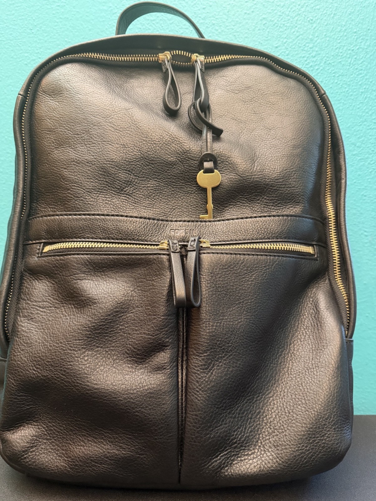 Fossil Black Leather Tess Laptop Backpack