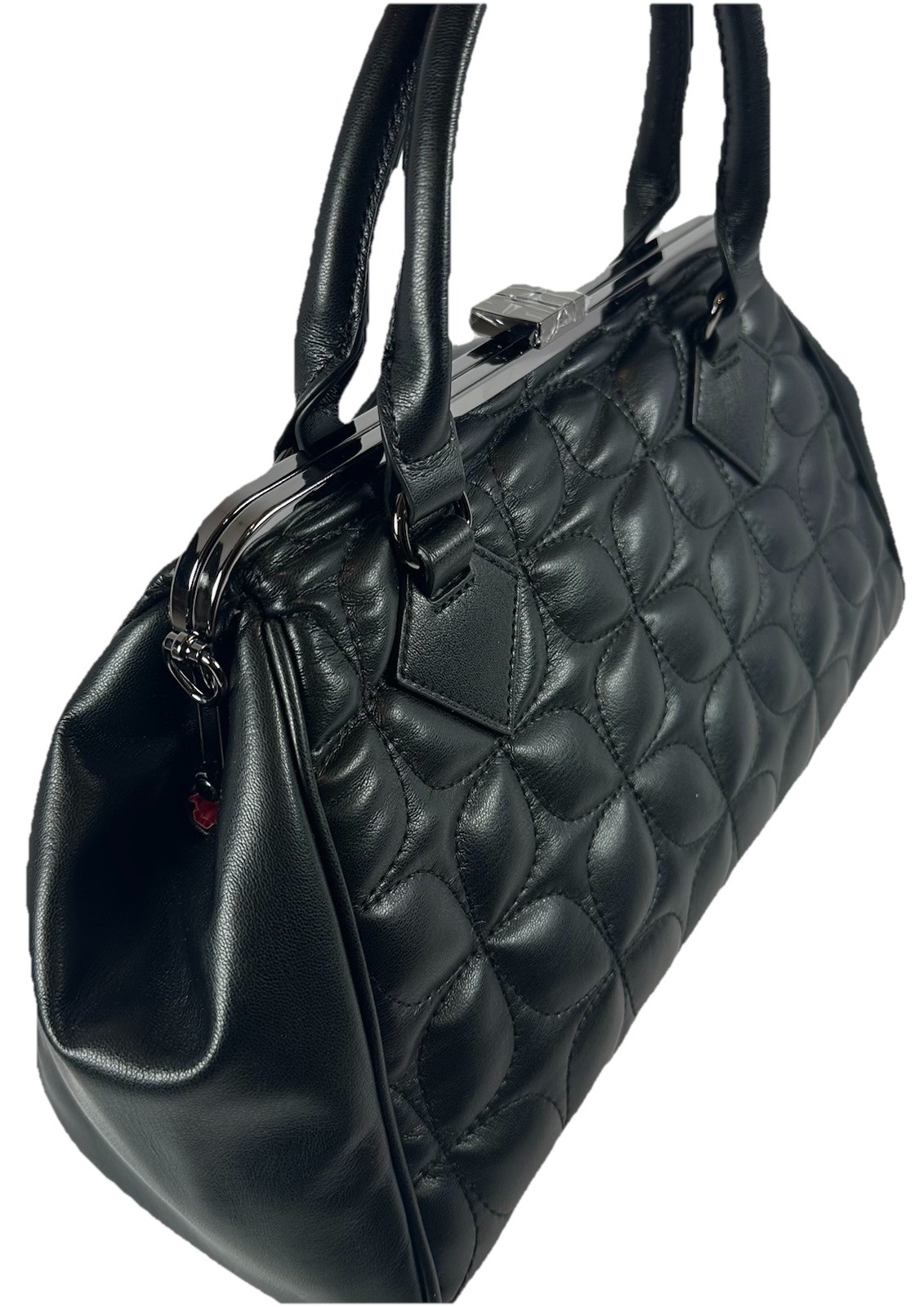 Paris Hilton Camden Frame Bag Black Quilted Satchel Top Handle Y2K NWT