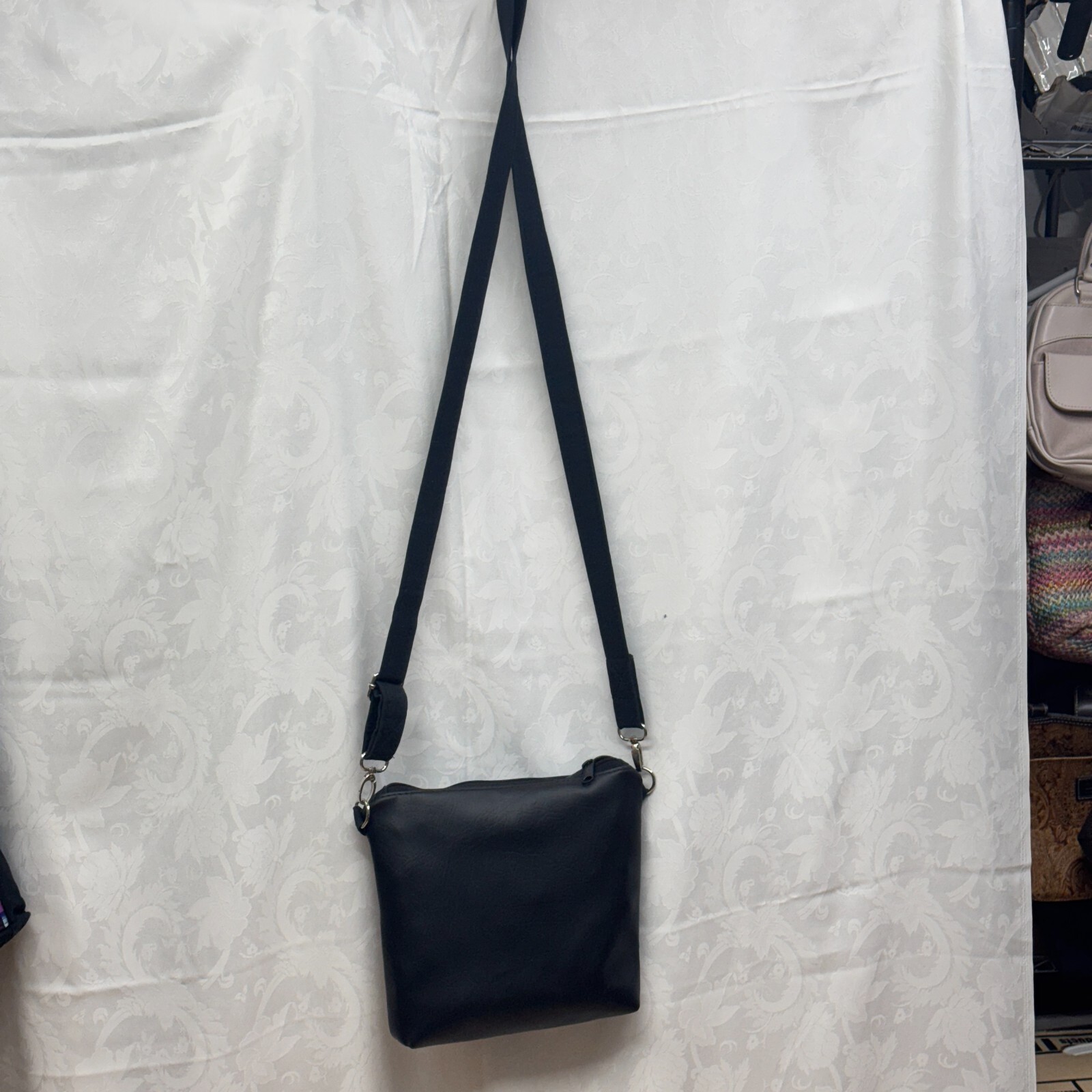 Custom Crossbody Gray Silver Handmade Fabric Canavs Adjustable Strap