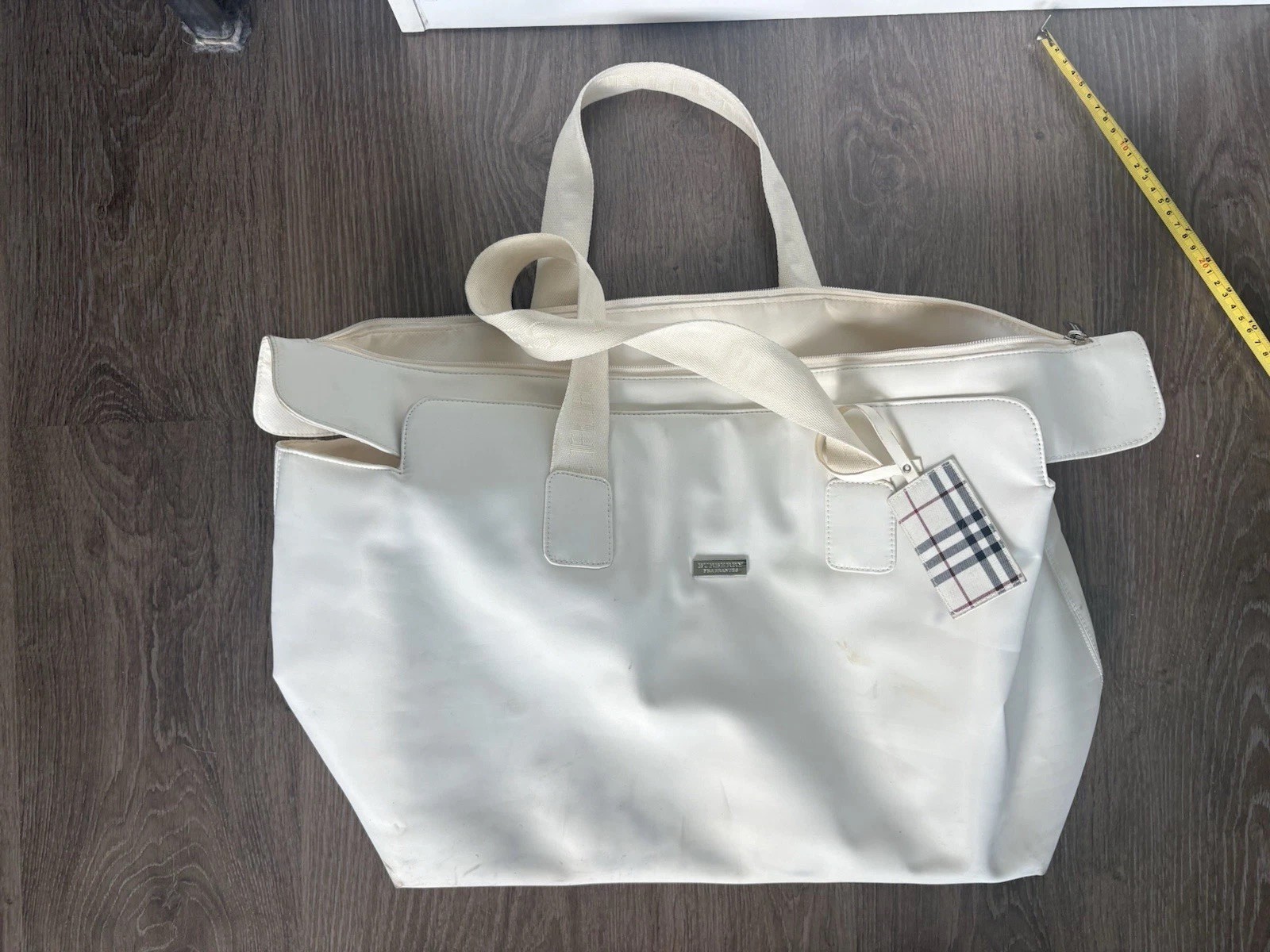 Vintage Burberry Fragrance Beige Duffle Tote Bag Novacheck Tag