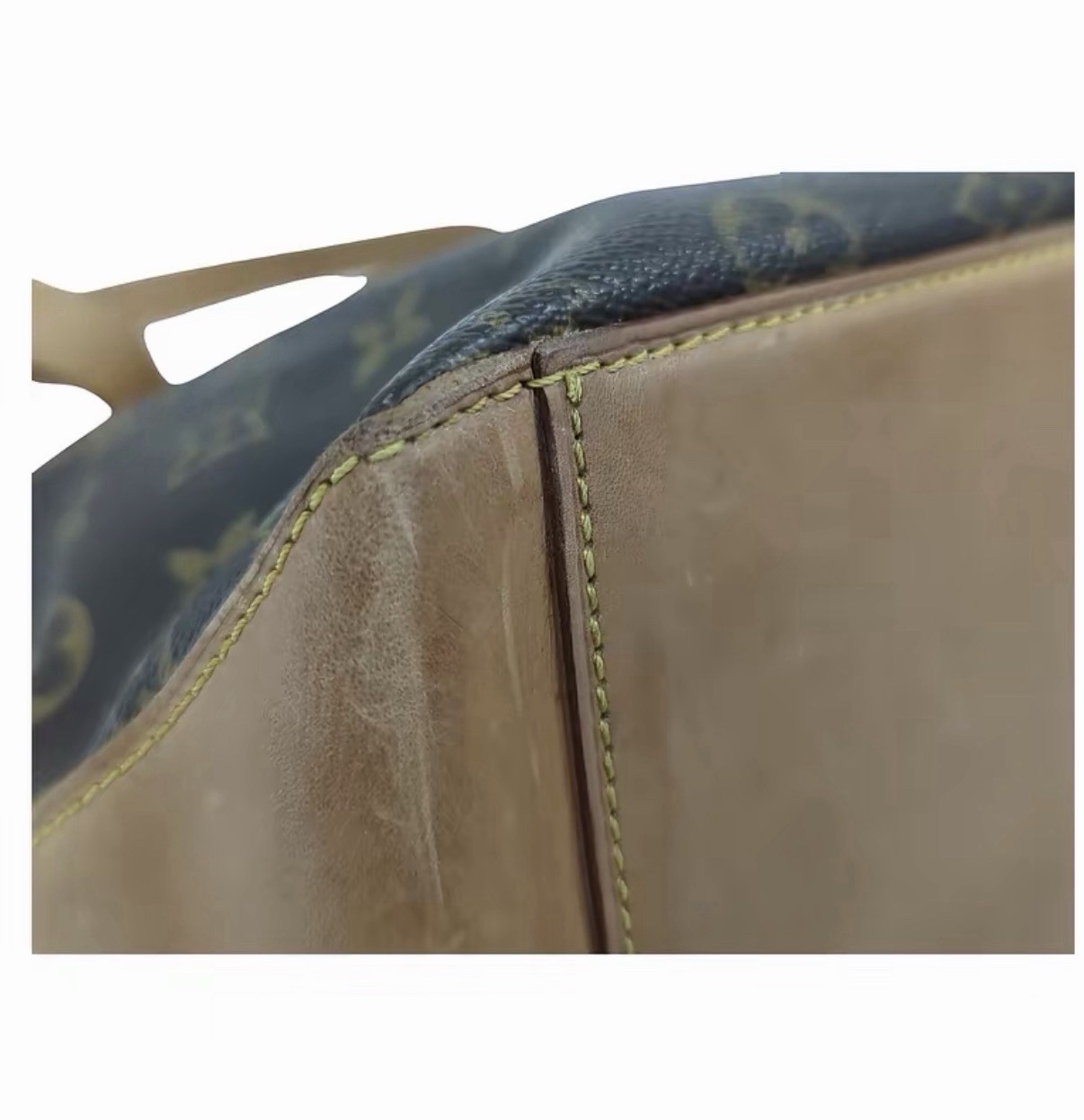 Louis Vuitton Monogram Shoulder Bag Brown Tan Zip Top w/ Detachable Strap