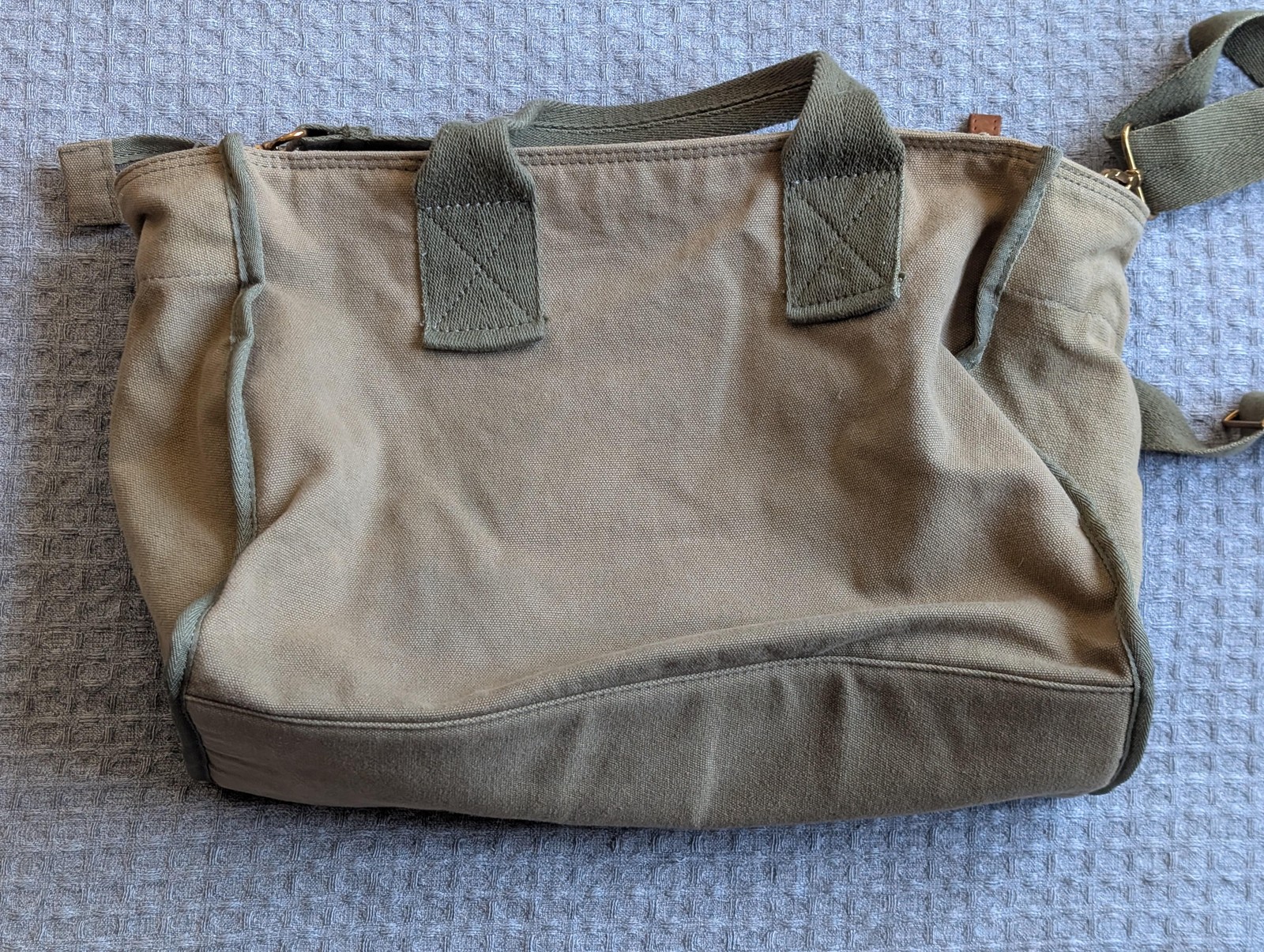 Margot New York Satchel Bag Womens Medium Beige Canvas Handle Crossbody Purse