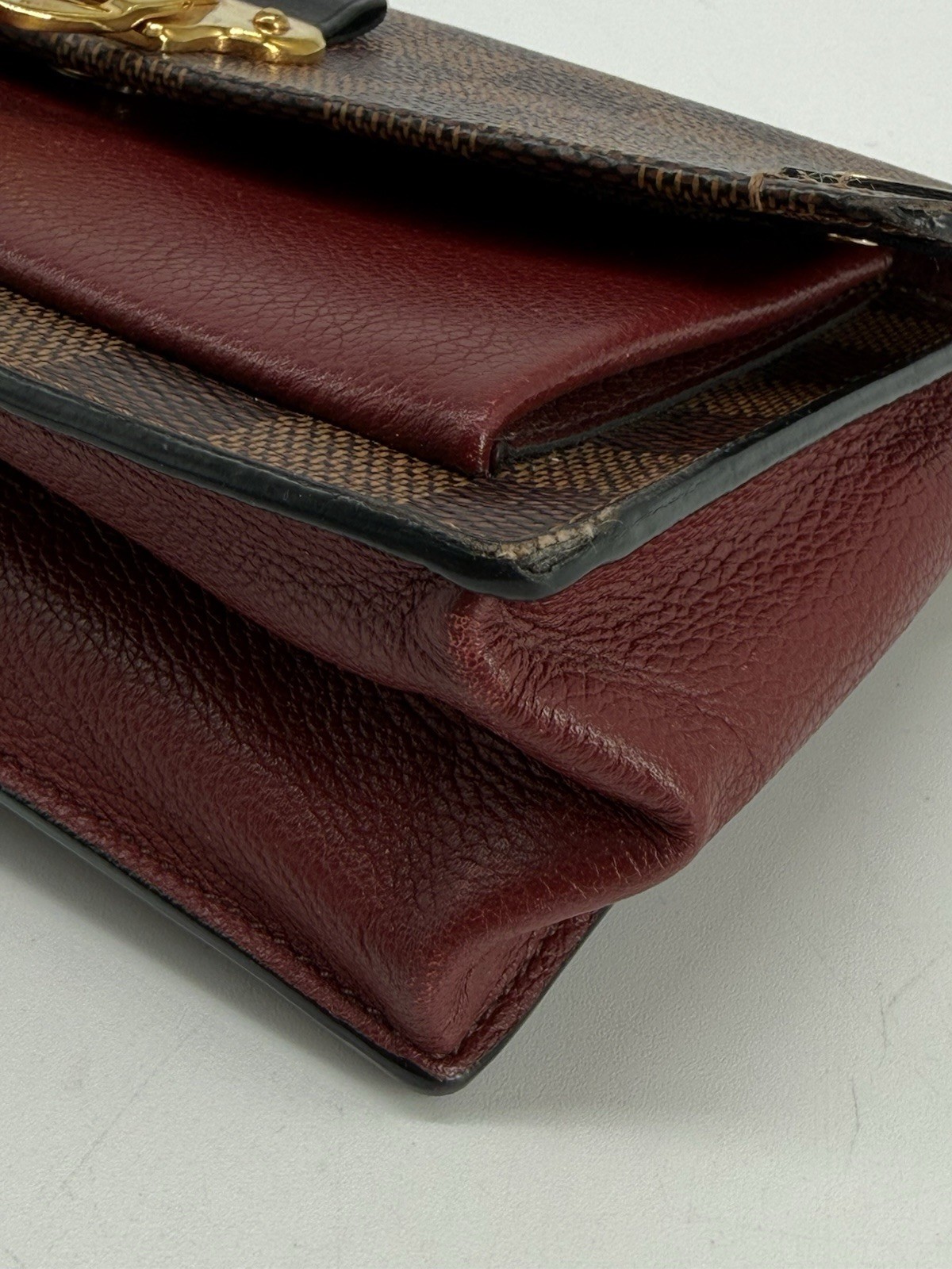 Louis Vuitton Vavin Chain Wallet NM In Damier Ebene Brown Canvas