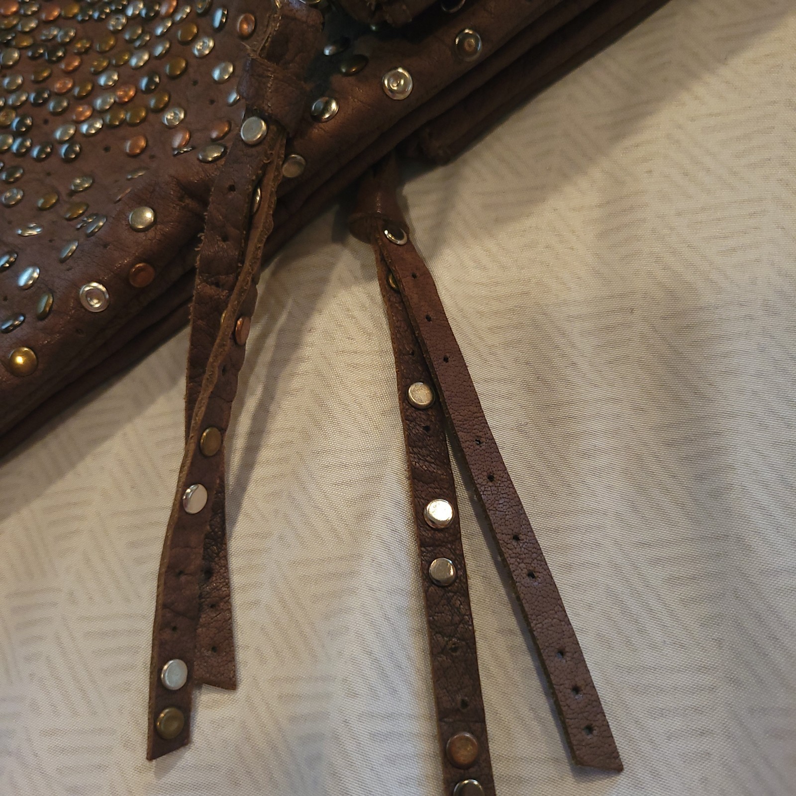 El Corte Inglés Dark Earth Studded Crossbody Bag with Chain Strap