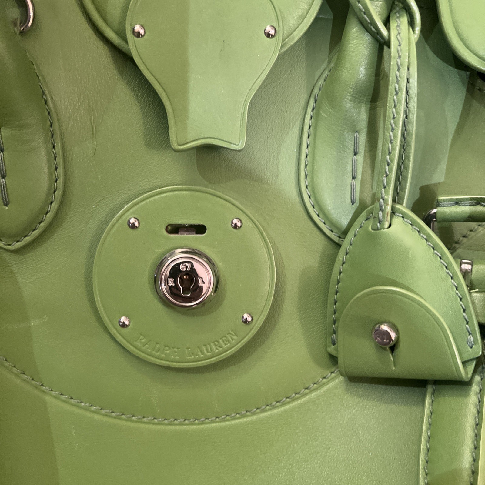 Ralph Lauren Rare Lime Green Ricky 33 Calfskin Soft Leather Bag Purse