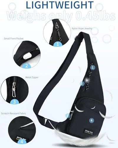 Sling Bag for Men Women Slim Personal Purse Pocket Anti-Thief Small 01-black