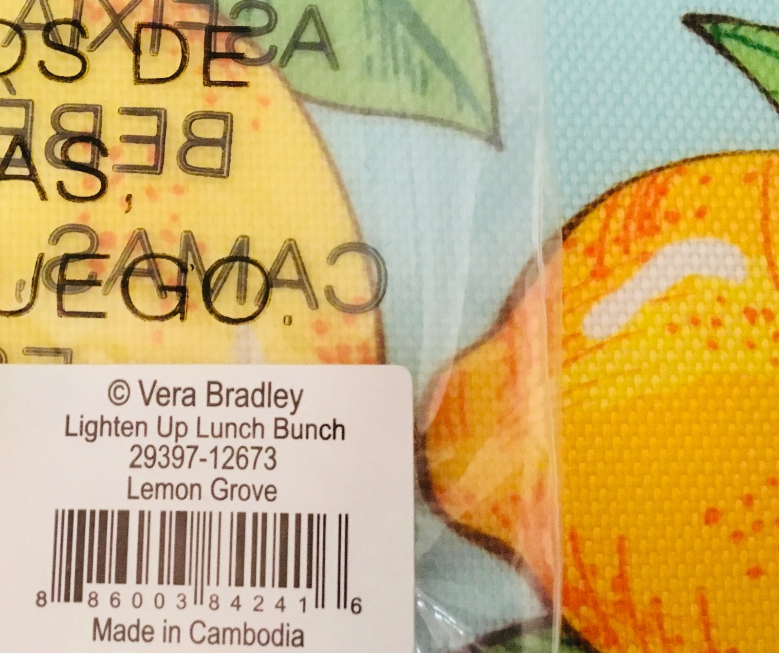 Vera Bradley ~ “Lemon Grove” ~ Lighten Up Lunch Bunch Bag ~ NWT