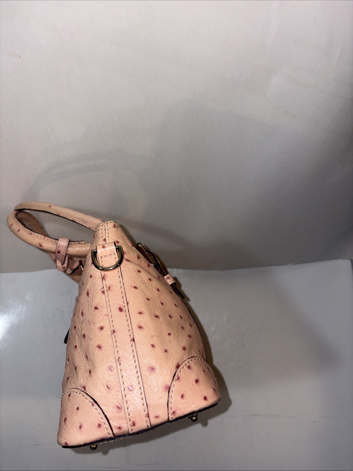 Vintage Dooney and Bourke Ostrich Shoulder Bag Pink 8x15in