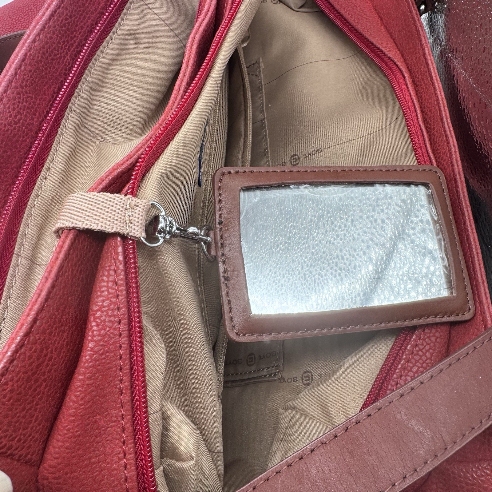 Red Boyt Leather Travel Bag With Pebbled Texture, Silver-Toned Hardware