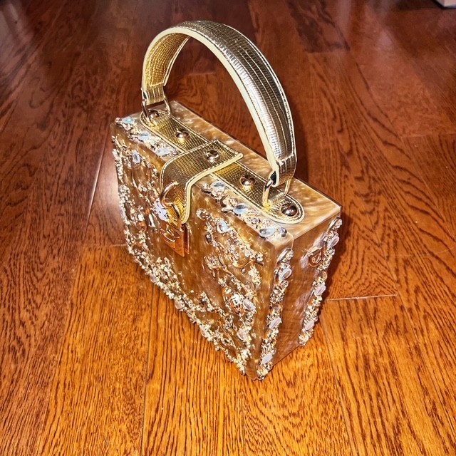 Verano Hill Silver With Gold crystal-embellished evening clutch bag