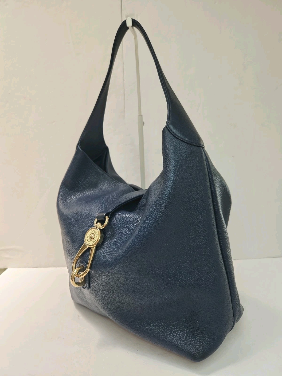 DOONEY & BOURKE Large Florentine Bag Logo Lock Sac Navy Blu Hobo Shoulder Lthr