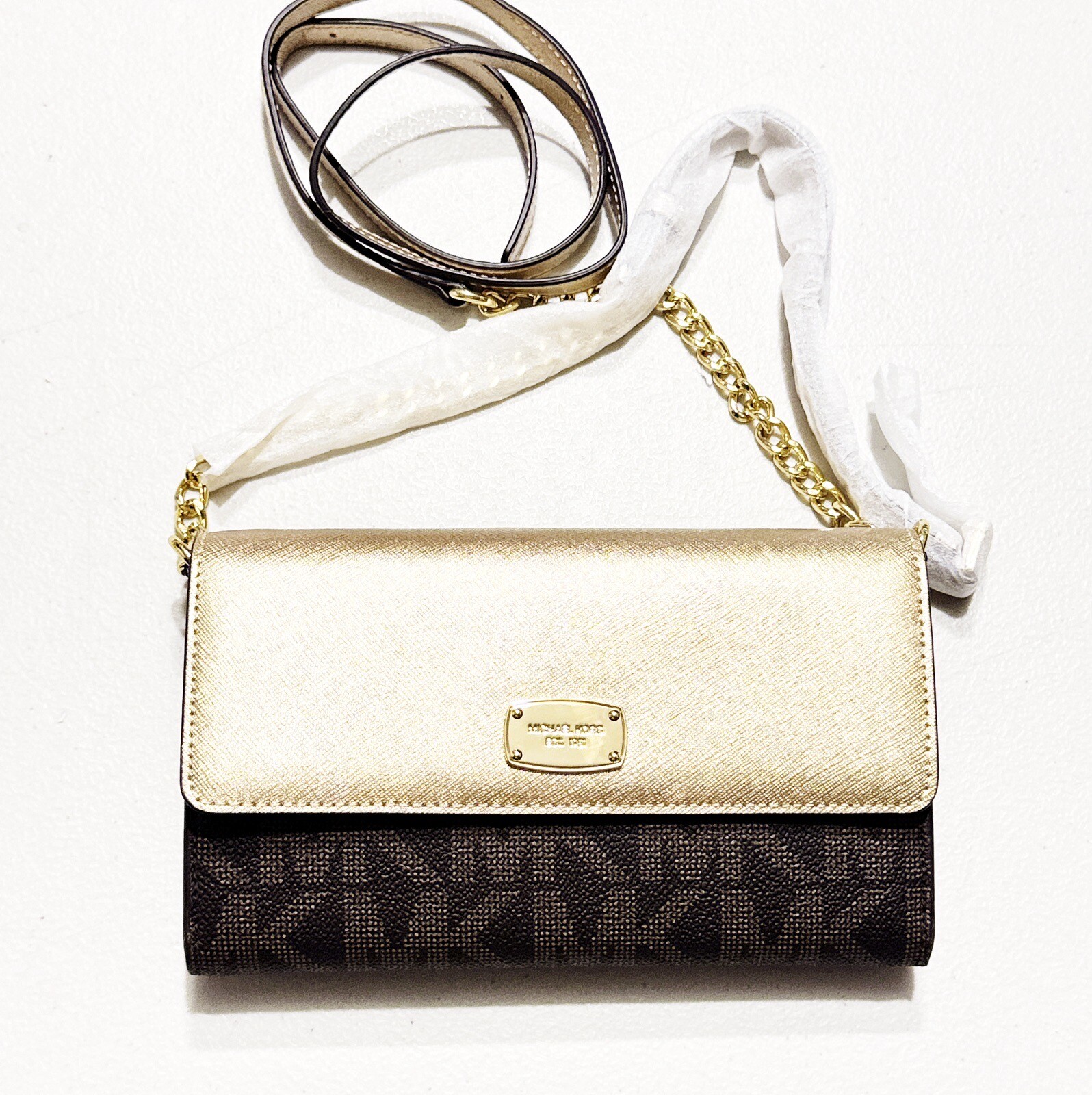 MICHAEL KORS Tasche Bag JET SET ITEM LG PHONE CROSSBODY braun/pale gold