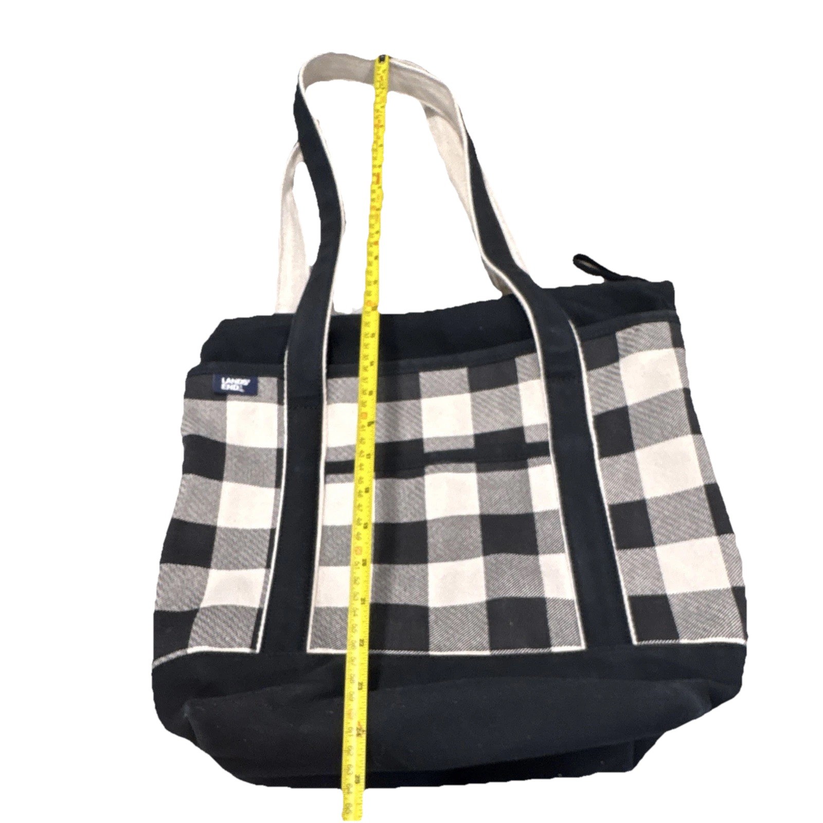 Lands’ End Buffalo Check Black & Cream Tote Bag