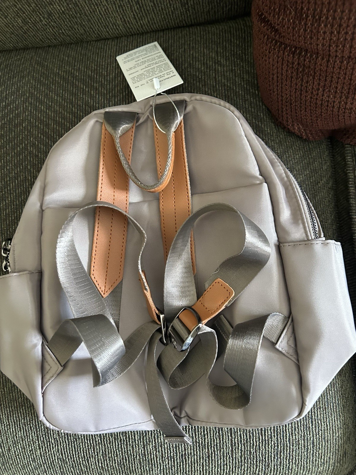 Manetta Dafuqi Backpack Tan Taupe Medium Water Resistant Preppy Minimalist NWT