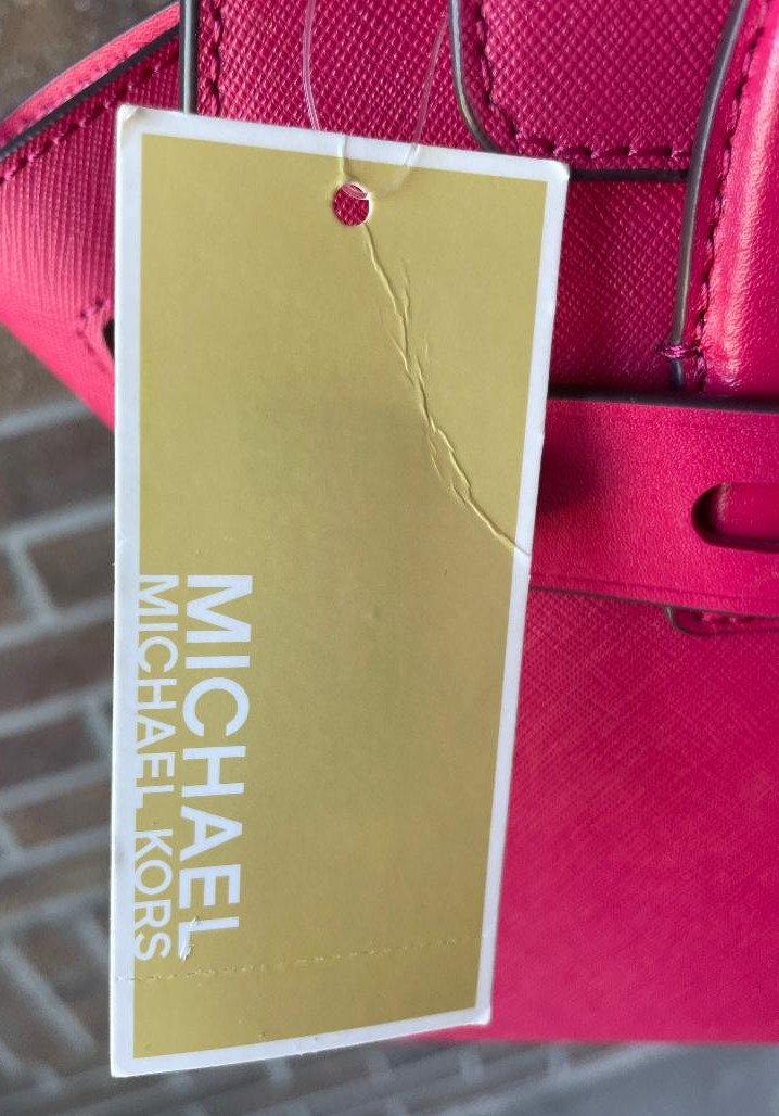 Michael Kors Carmen DK Raspberry Saffiano Leather Medium Flap Satchel Crossbody