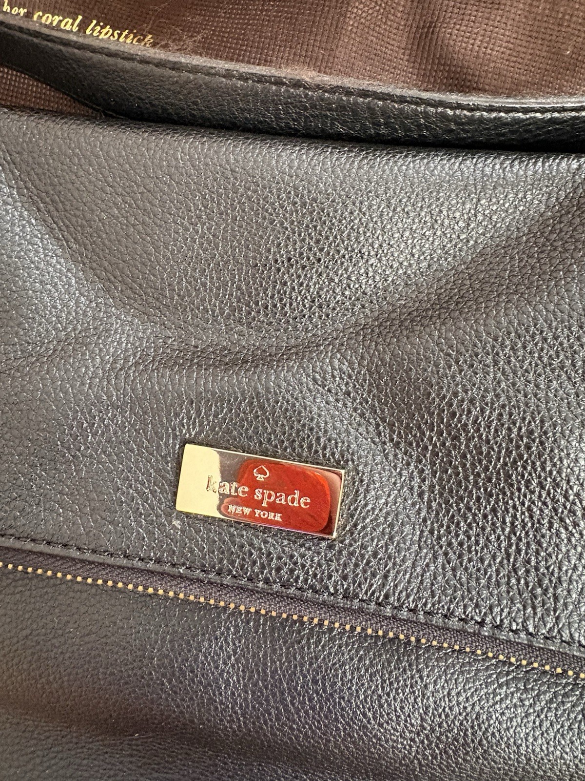 Kate Spade New York Medium Black Pebbled Shoulder Bag Strap Dust Bag Pink