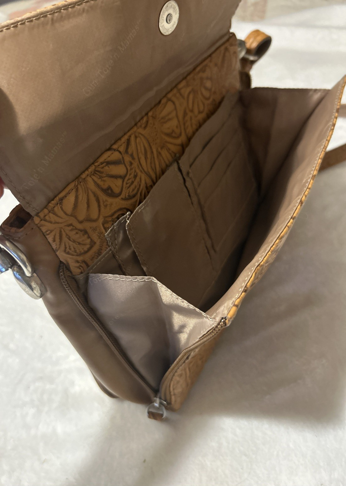 Gun Tote’n Mamas Handbag Concealed Carry Brown Purse Tooled American Cowhide