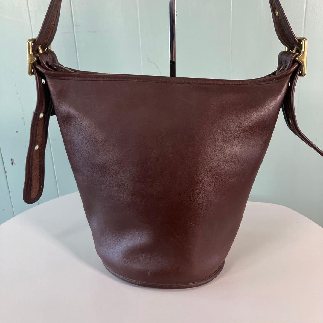 Rare Old Coach Grained Leather Leather Bucket Style Shoulder Bag FROM JAPAN
