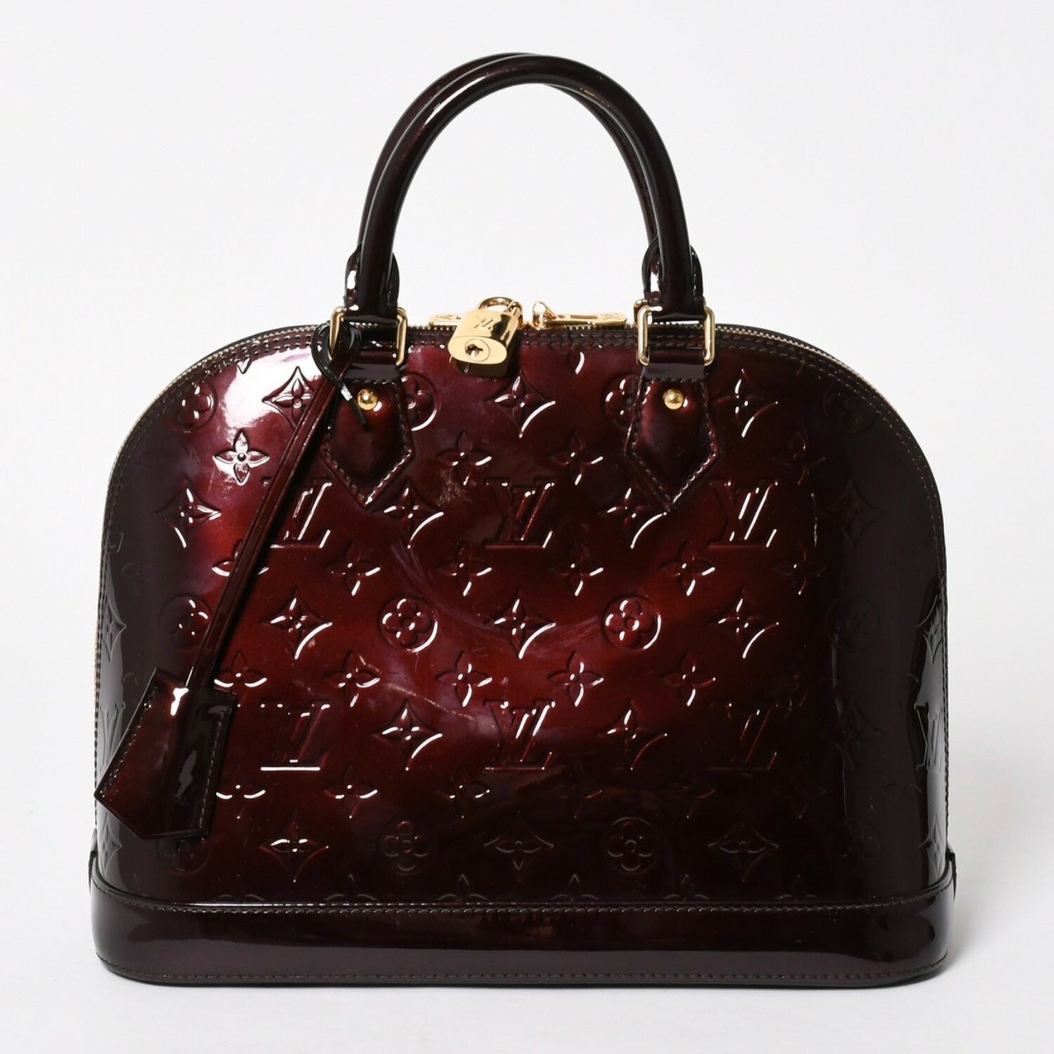 Louis Vuitton Alma PM Amarante Patent Leather Dome Handbag Wine Red M91611