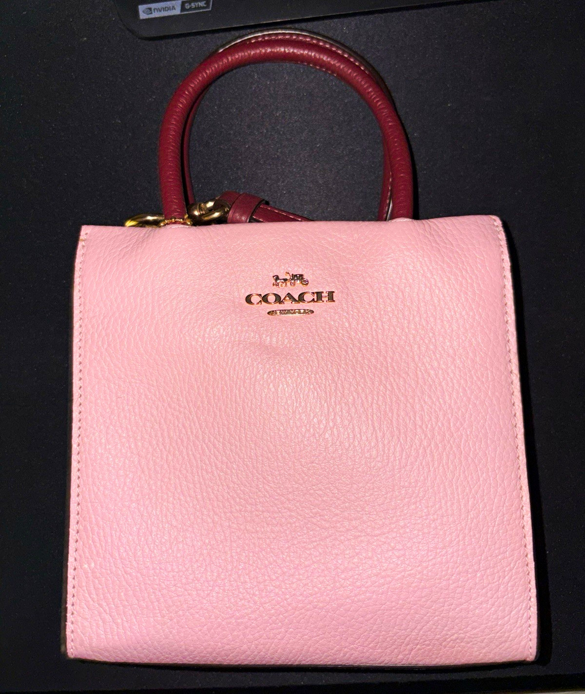 Coach Pink mini carry handle Bag w/ Detachable Cross Body Strap, Gold Hardware