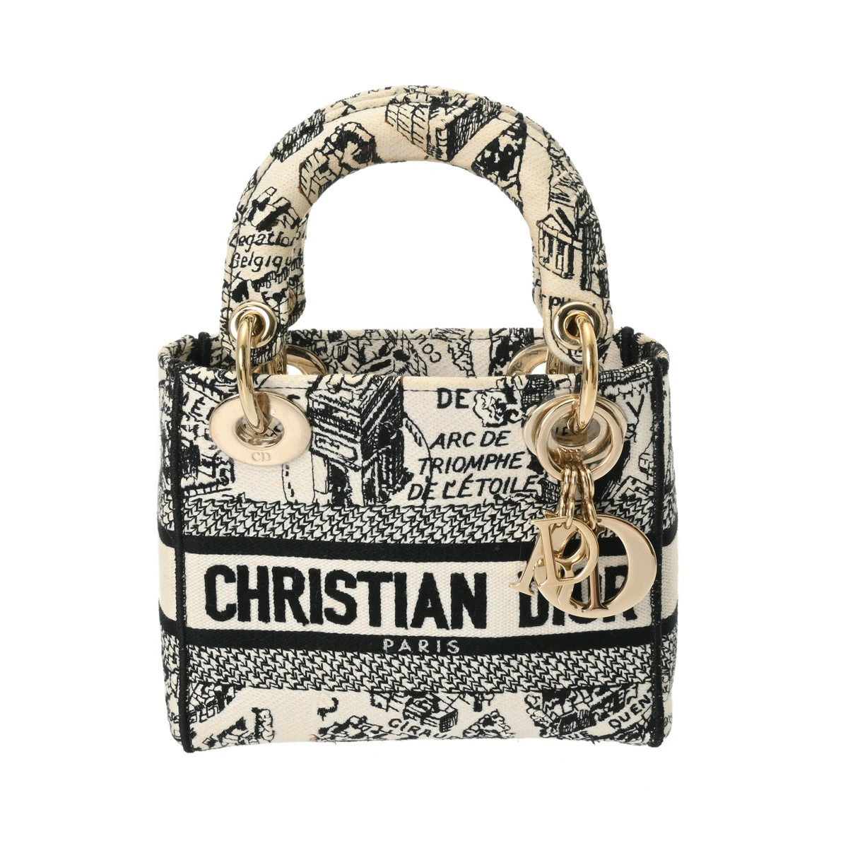AUTH CHRISTIAN DIOR LADY D-LITE MINI PLAN DE PARIS M050000MO_M041 HANDBAG F/S