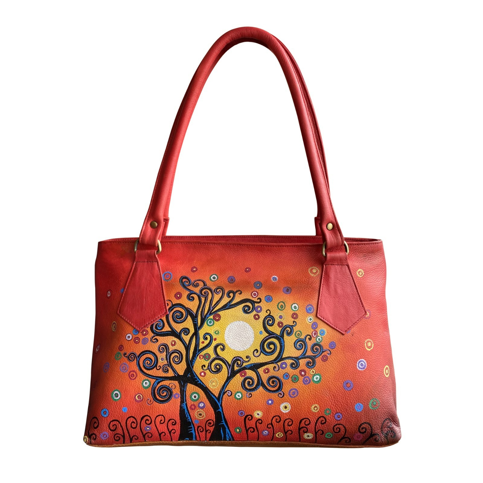 Balona Women Genuine Leather Handpainted Shoulder Vanity Bag Gift for Mom