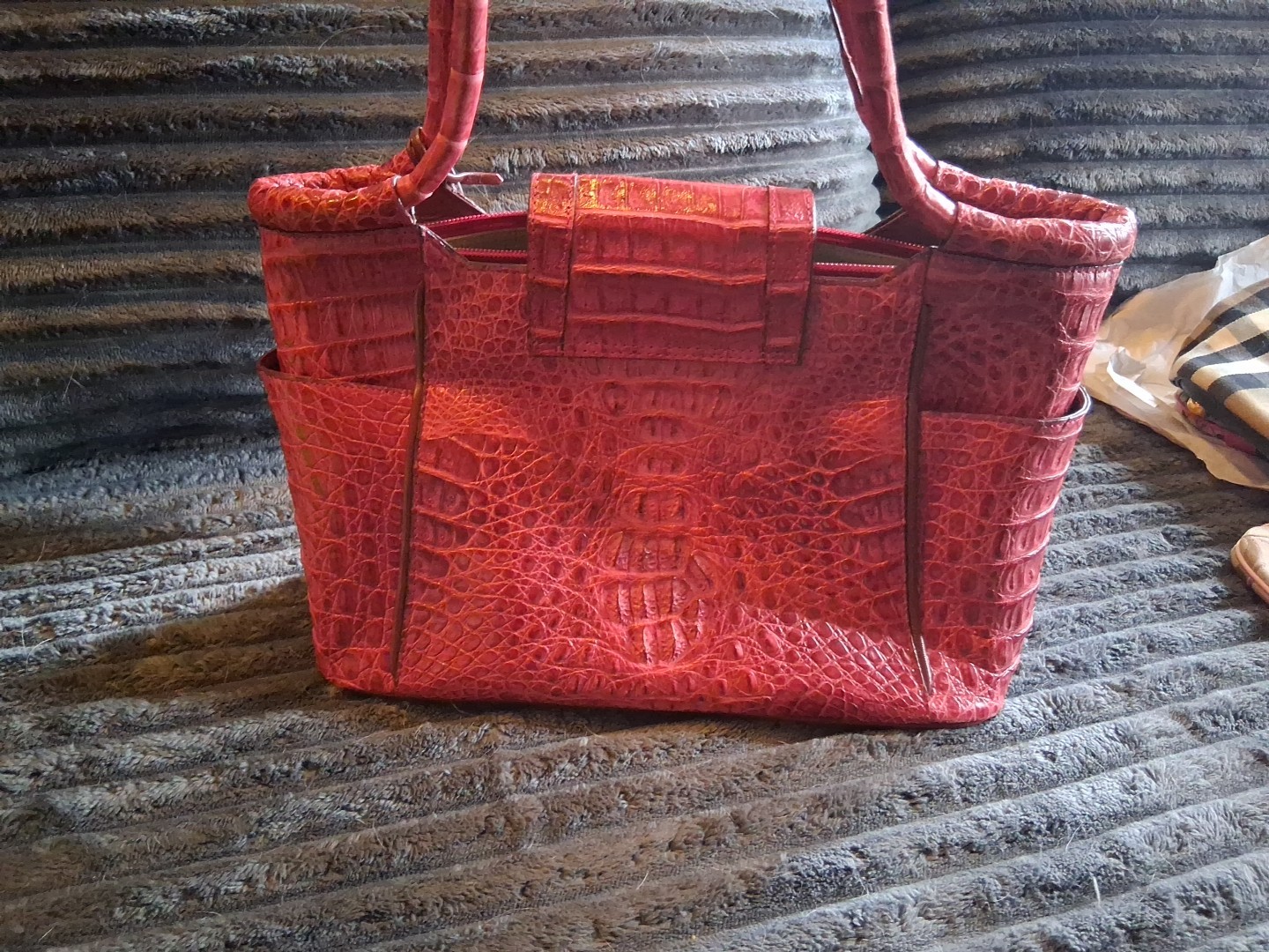 Nina Raye by Croton Real Exotic Red Crocodile bag Medium handbag/silver hardware