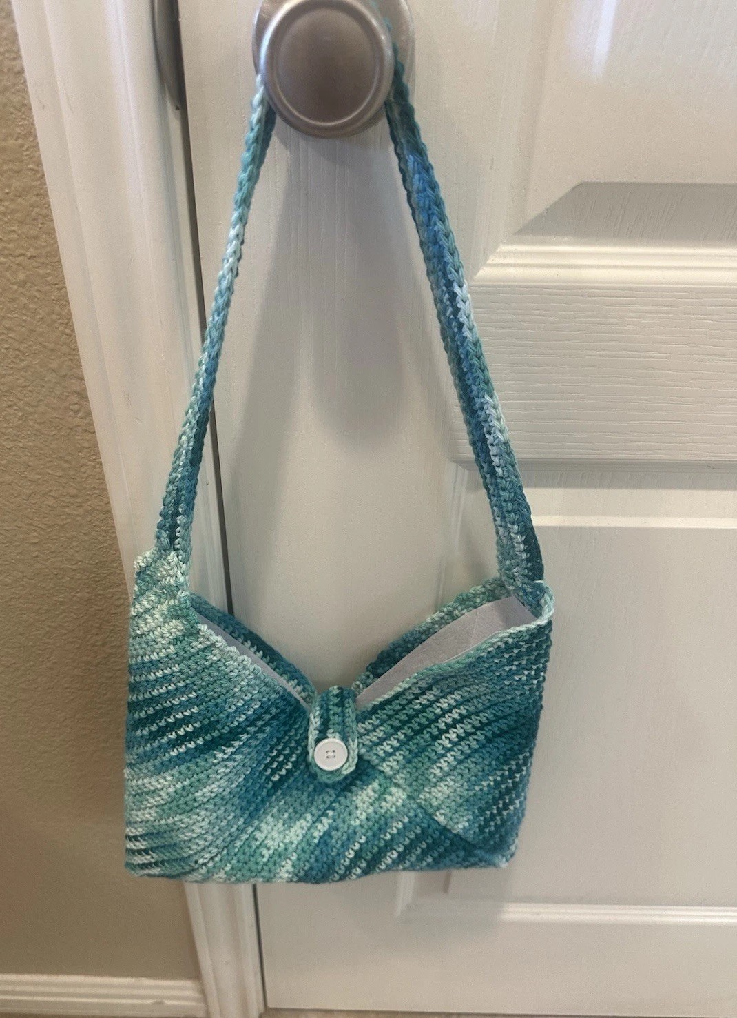 Handmade Crochet Turquoise Green Blue White Bag Purse for Women Shoulder Bag