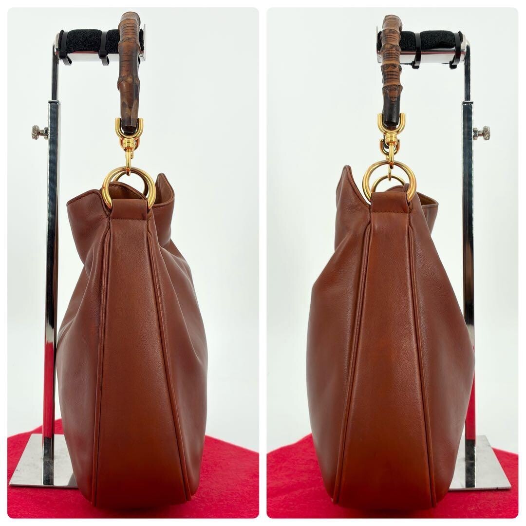 GUCCI One Shoulder Bag Leather Brown Vintage Authentic From Japan
