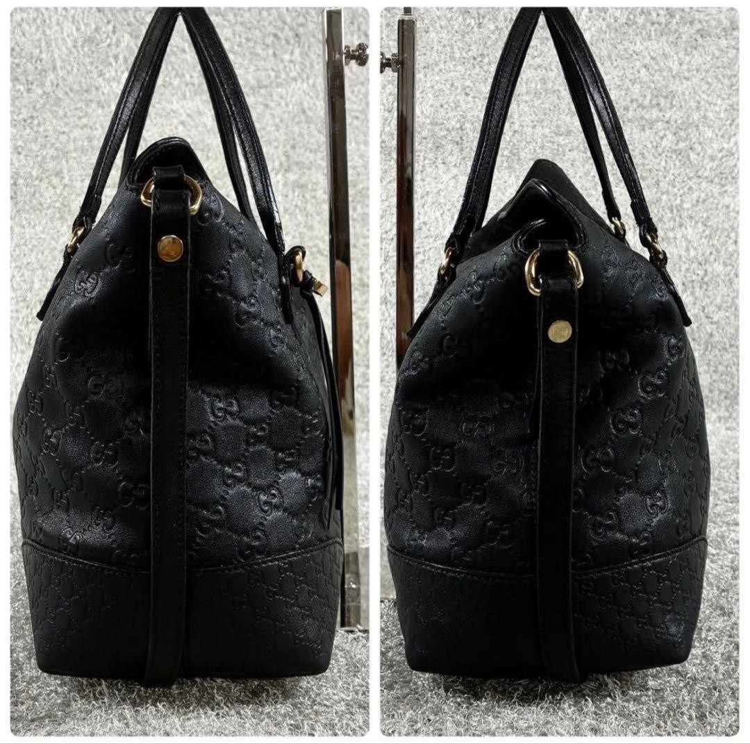 GUCCI 353120 Guccissima Bree Leather 2Way Crossbody Shoulder Bag Black Auth