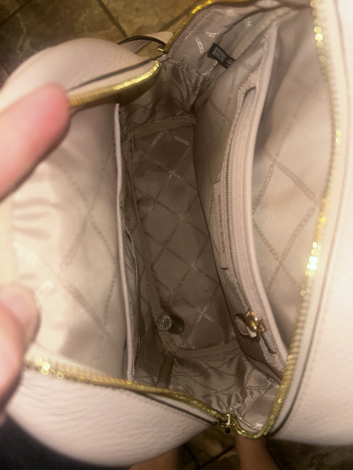 Michael Kors Pink Pebbled Small Backpack Gold Hardware Zip Pockets Strap