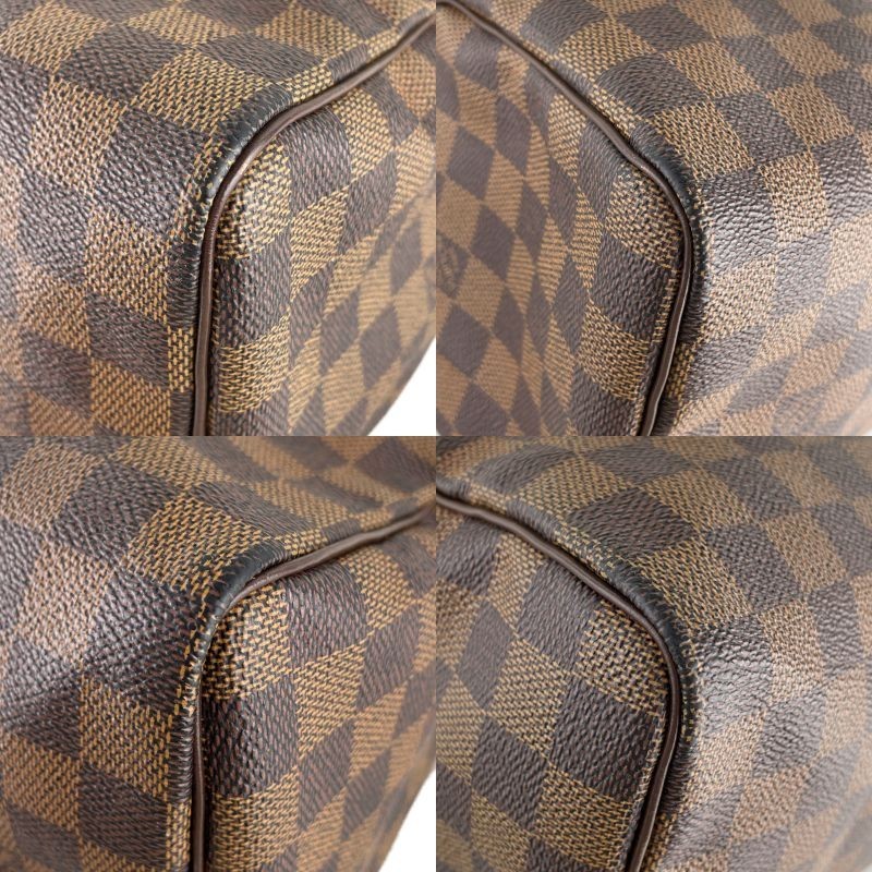 Louis Vuitton Damier Speedy 25 Leather Fabric Brown Handbag 4523