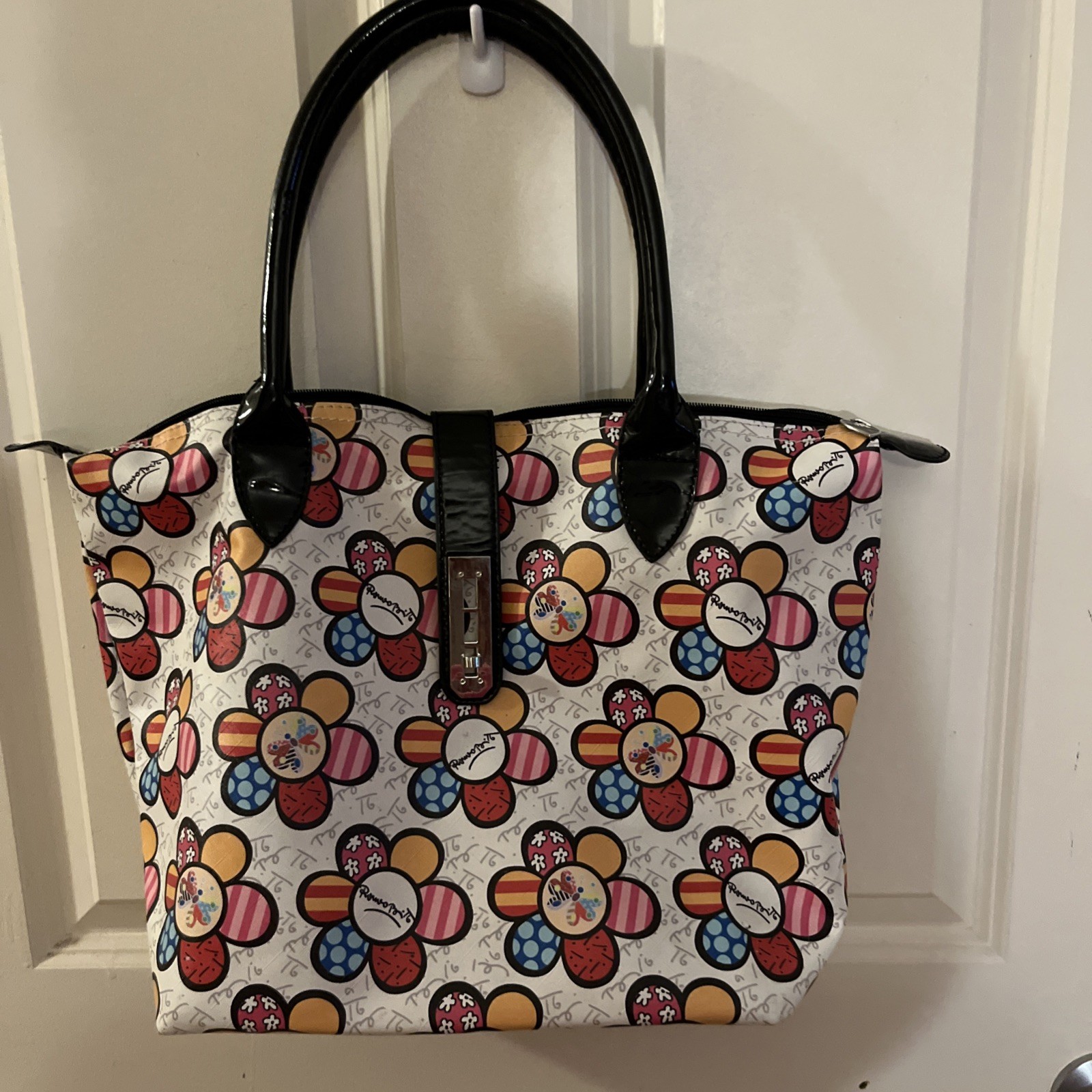 Romeo Britto Flower Power Tote Bag