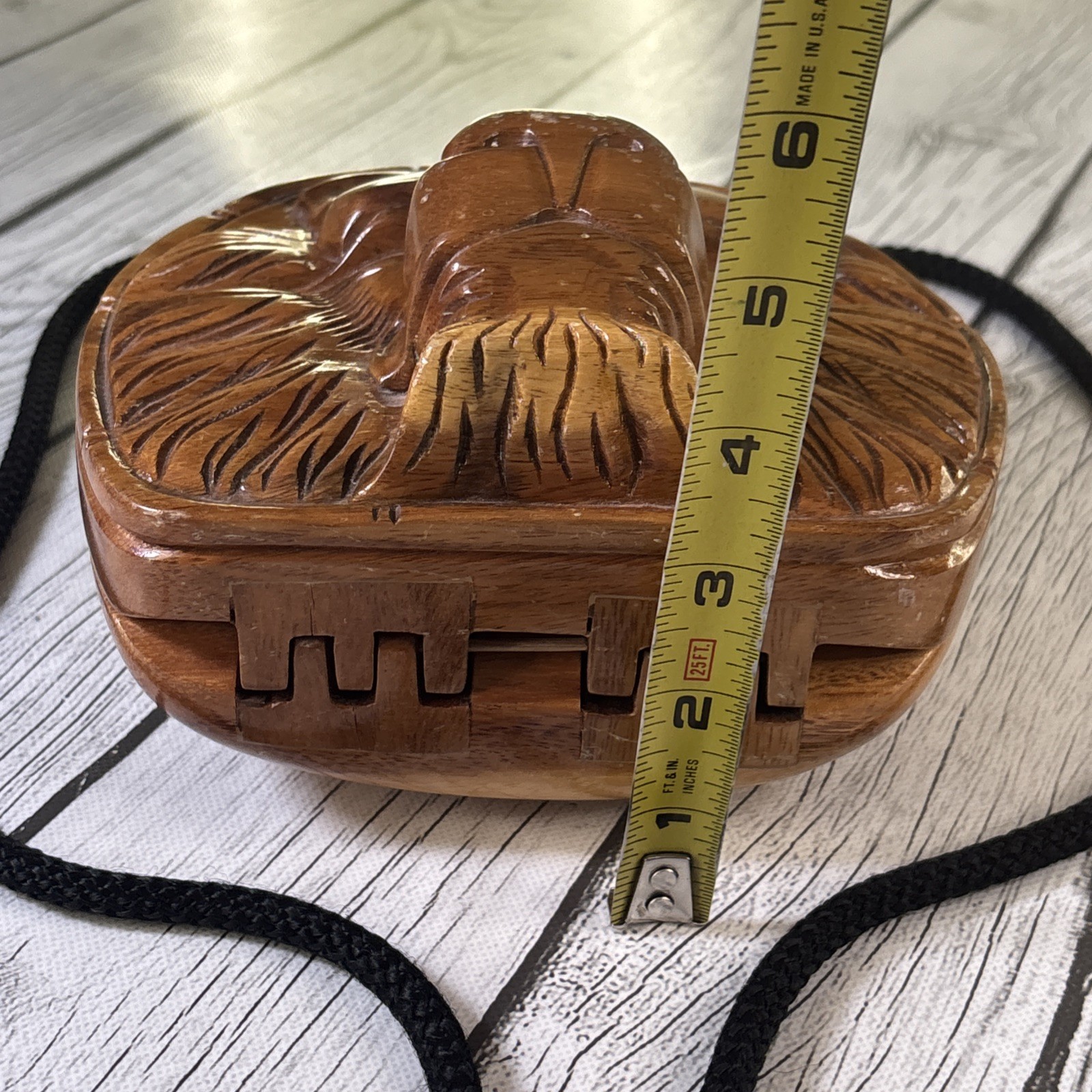 Timmy Woods Beverly Hills Hand-Carved Acacia Wood Lion Head Handbag.