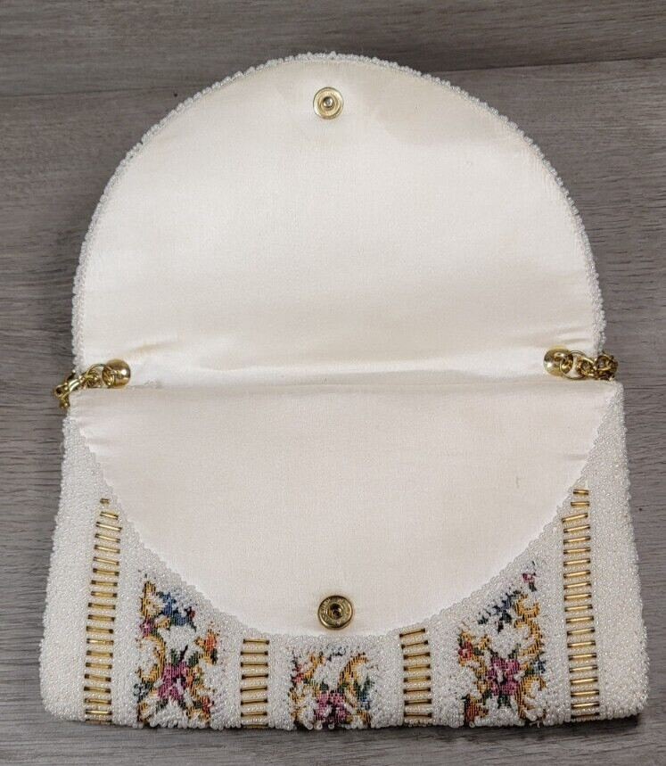 Beaded Purse Tapestry Hand Beaded Hong Kong Evening Bag Vintage