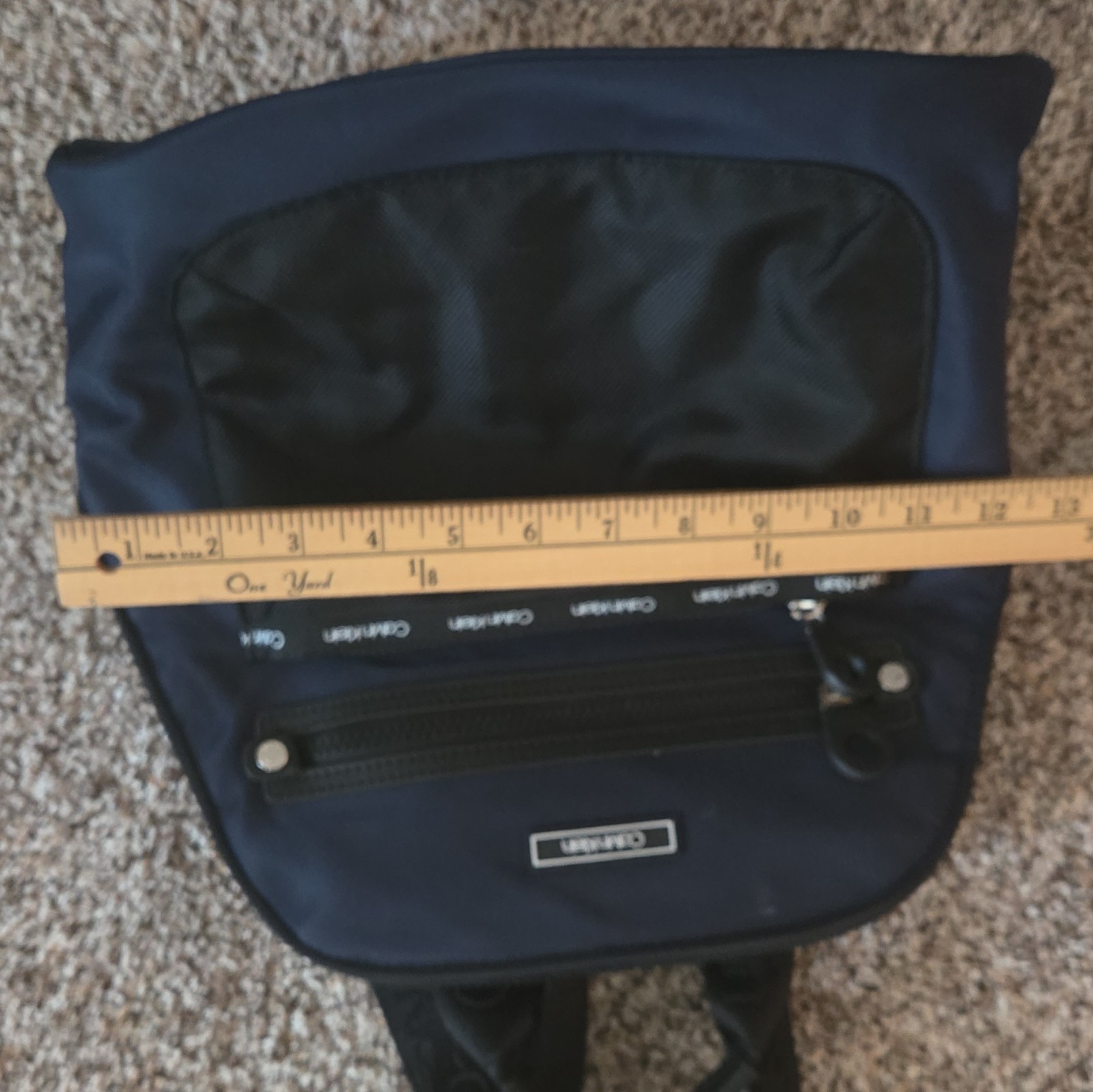 Calvin Klein Navy/Black Logo Medium Backpack Nylon Front Zip Pocket Zip Closure