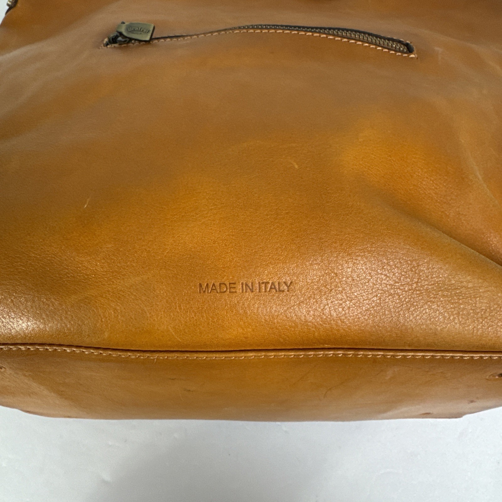 Pratesi Firenze Sant Ellero Cognac Leather Bag Purse ITALY brass hardware