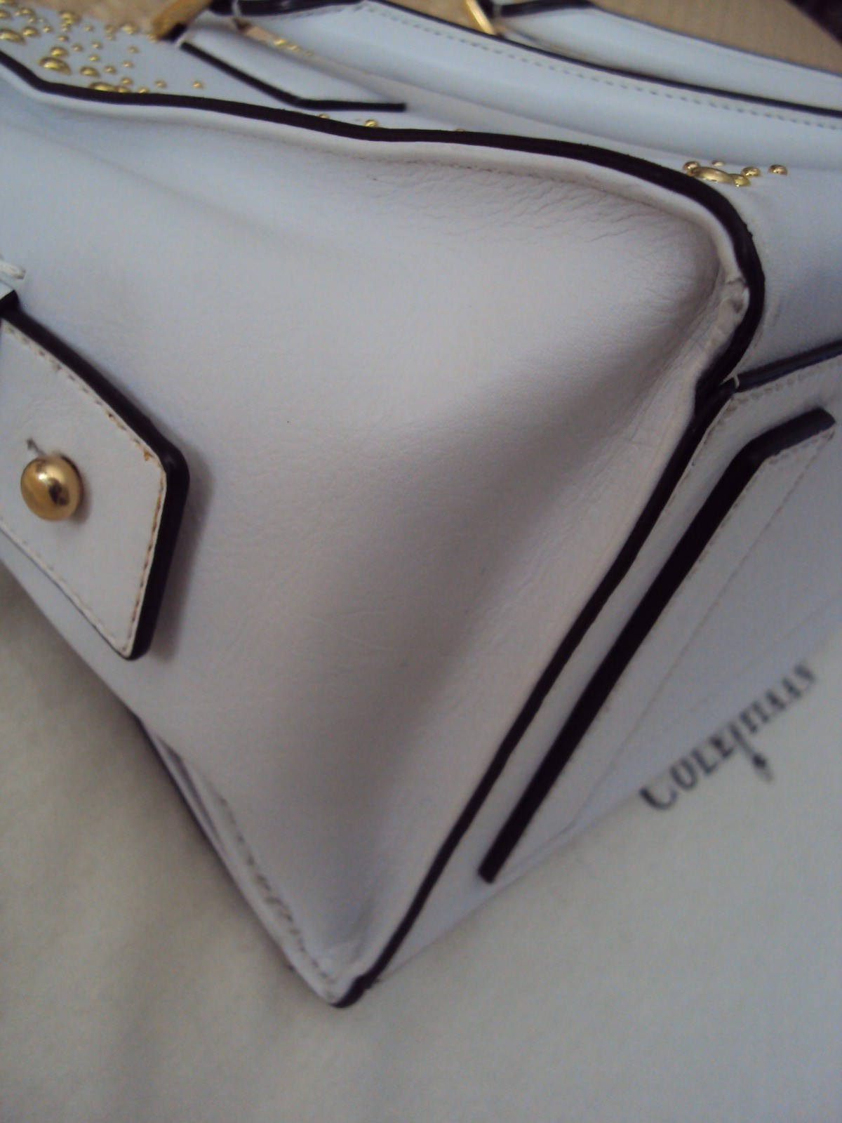 GENTLY USED – COLE HAAN WHITE STUDED HANDBAG/CROSSBODY