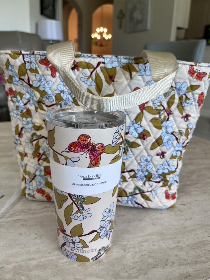 Vera Bradley Lunch Tote & Stainless Steel Tumbler “ABUZZ” NEW
