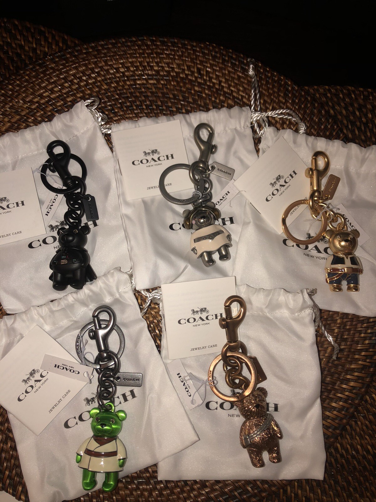 COACH STAR WARS Keychains Darth Vader, Chewy, Han Solo, Princess Leia, Yoda NWT!