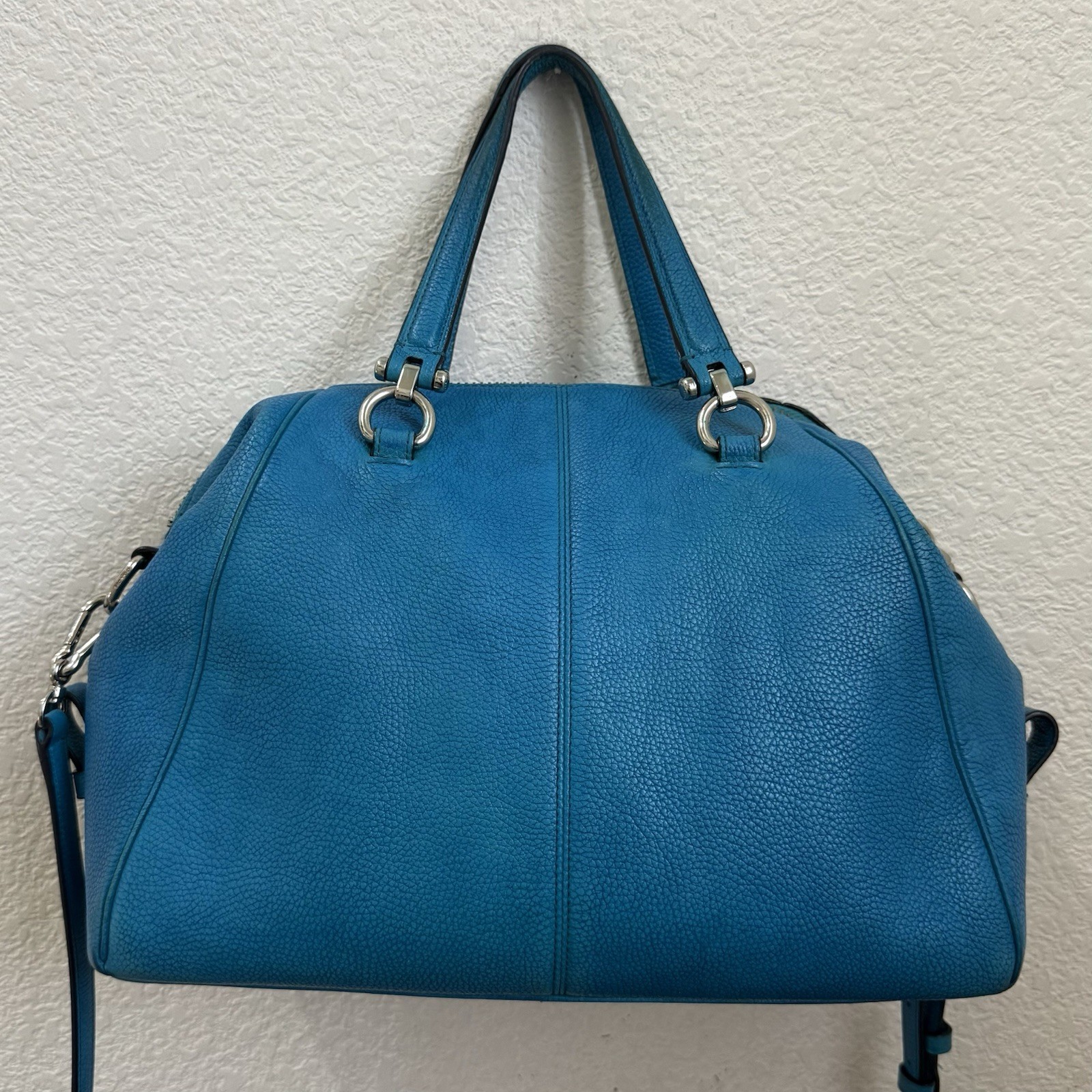 COACH Prairie Pebbled Leather Turquoise Color Satchel Crossbody RECOLORED READ!