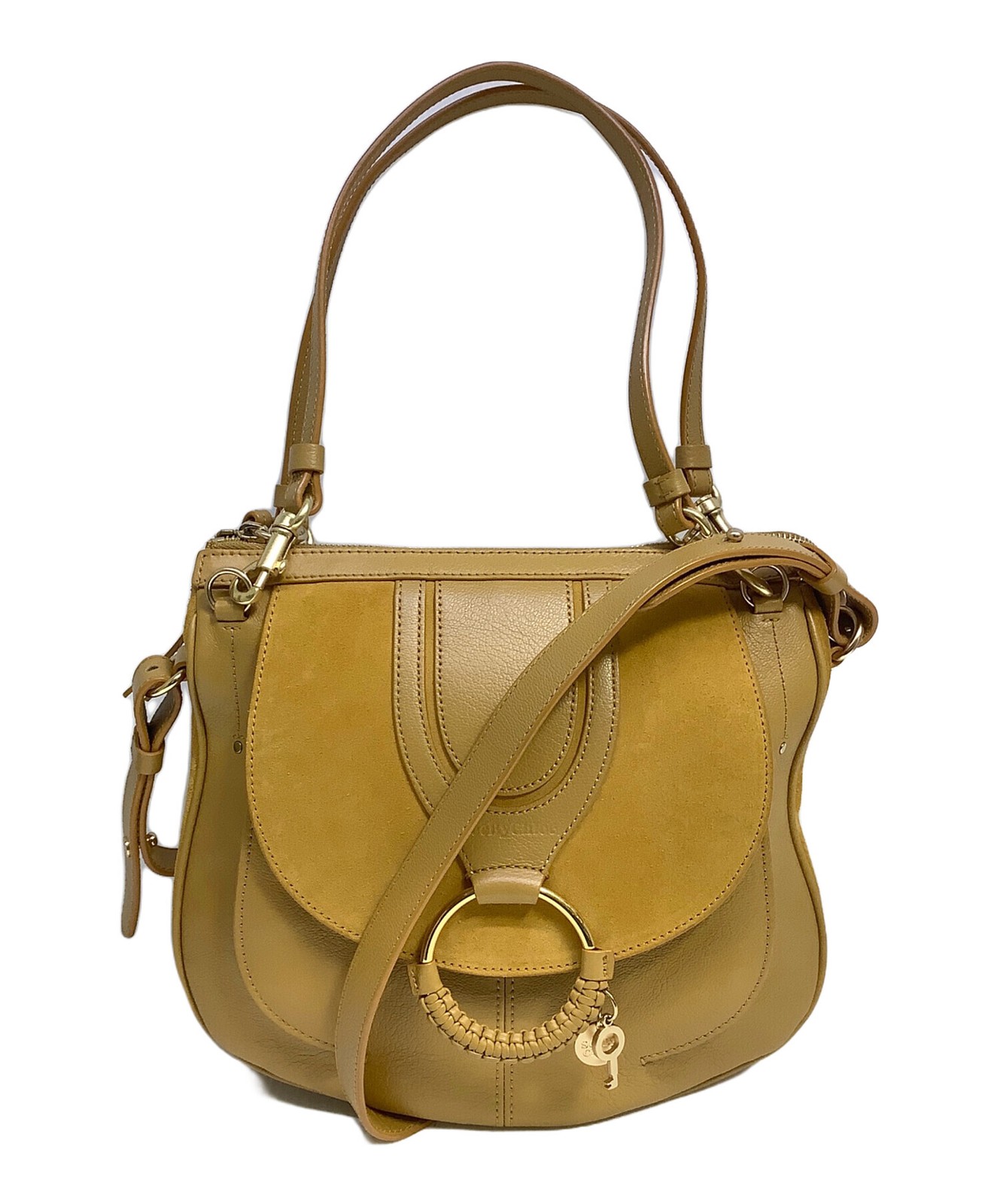 See By Chloe Yellow Leather 2Way Shoulder Bag Women Gold Hardware Auth