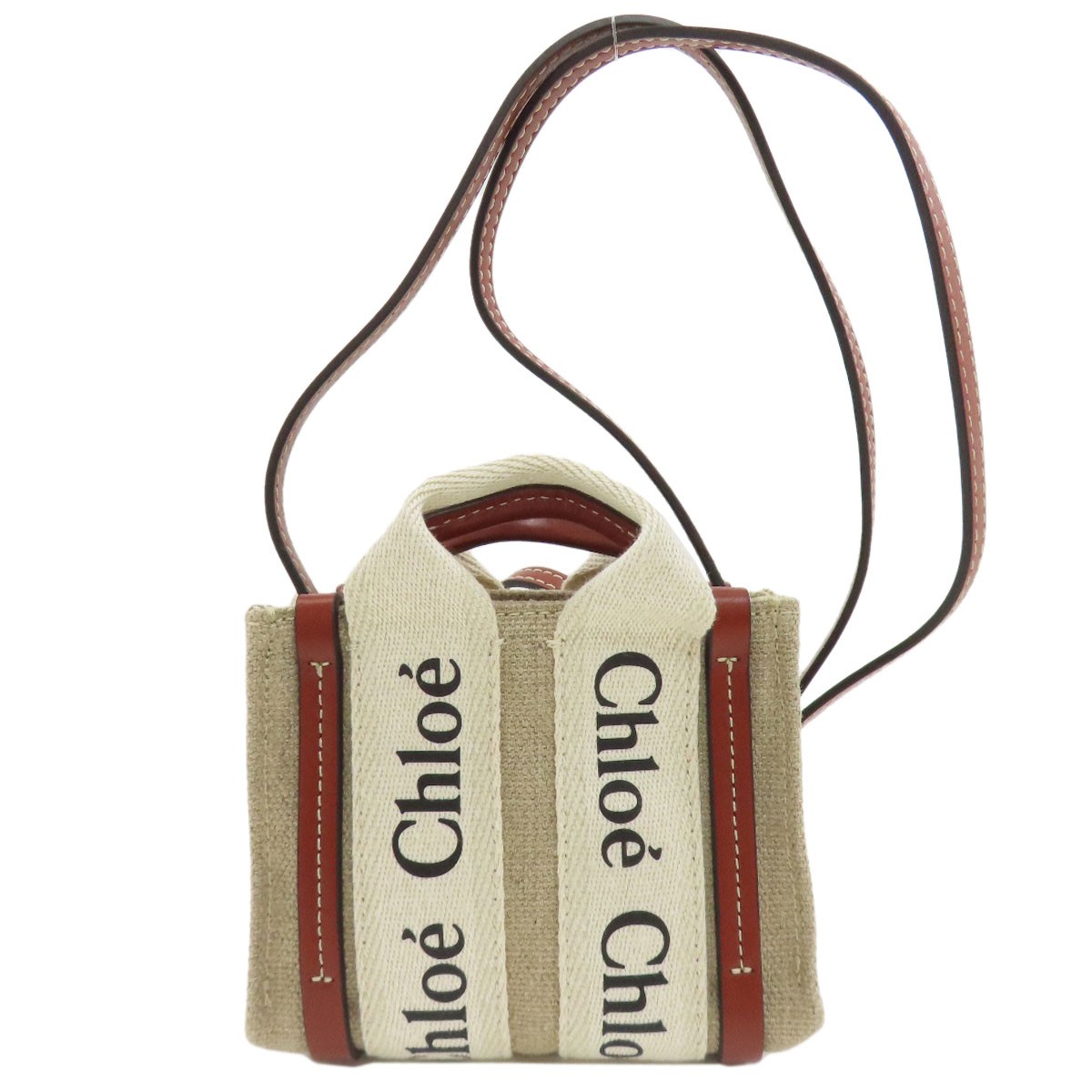 CHLOE Woody Nano 2WAY Shoulder Bag Canvas Ladies [Used]