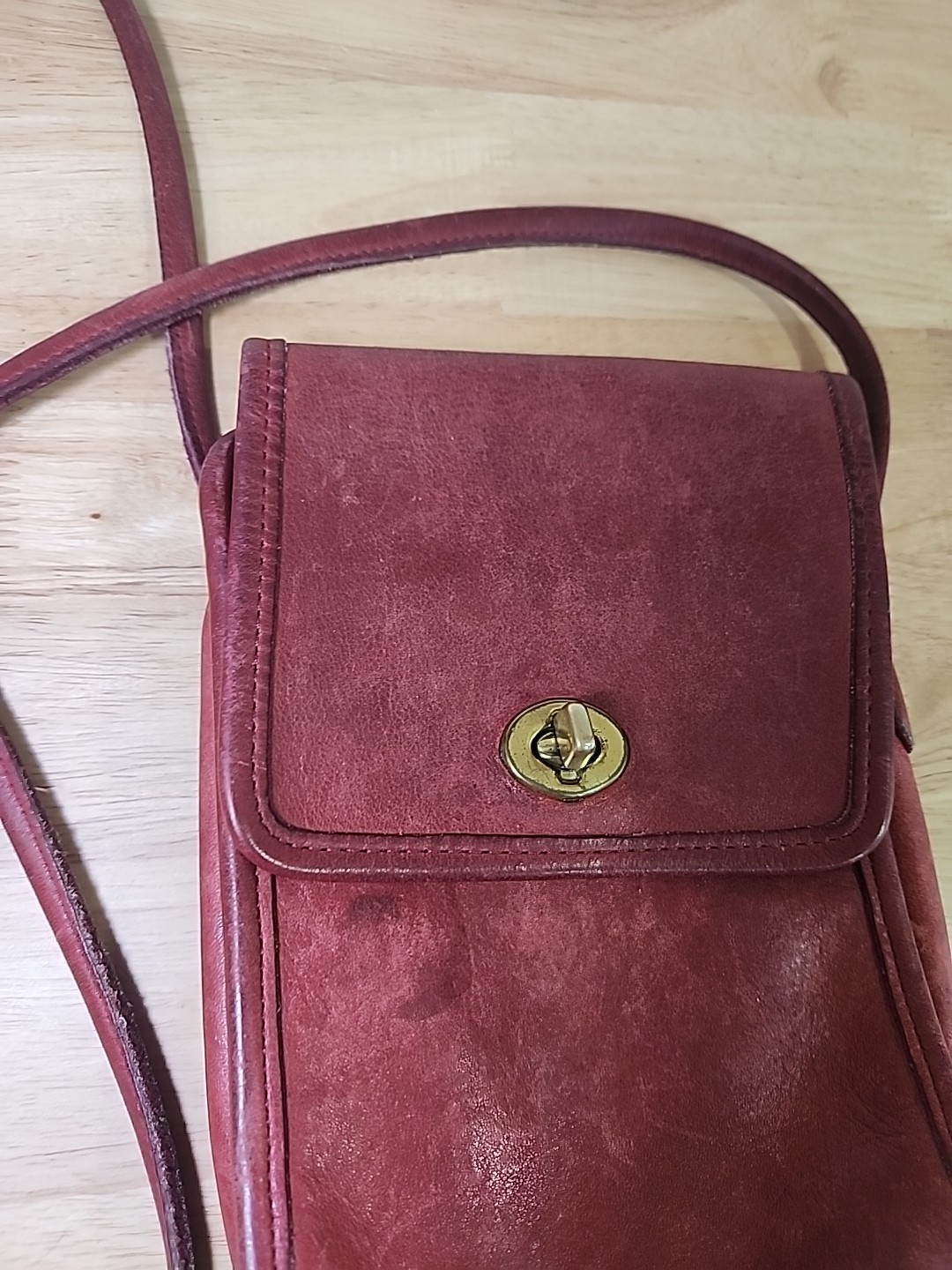 Vintage Coach USA Red Leather Scooter Crossbody Bag Flap Turn Lock Closure VGC