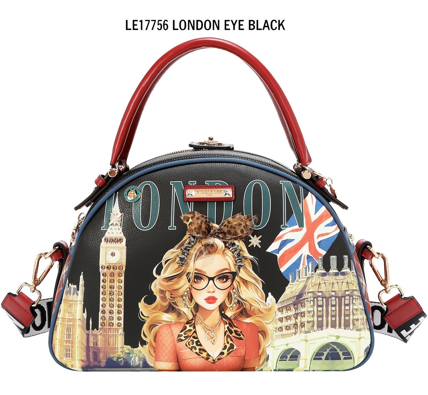NICOLE LEE LONDON EYE DOME BAG IN BLACK