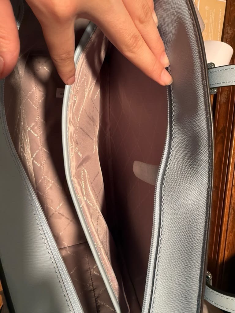 Michael Kors Large Zip Tote Pale Ocean Gold Hardware Hang Tag Inner Pockets
