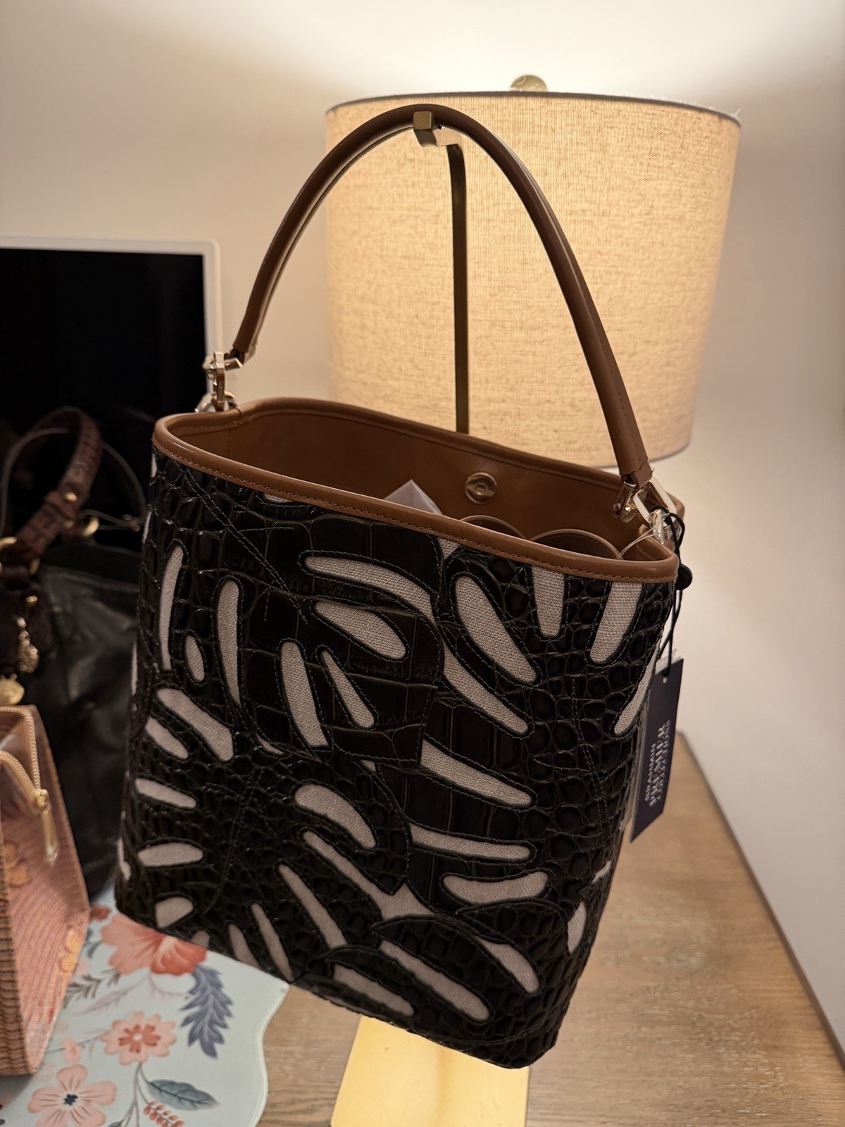 NWT $445 Brahmin Celina Cacti Green Abrigado Bucket Shoulder Bag