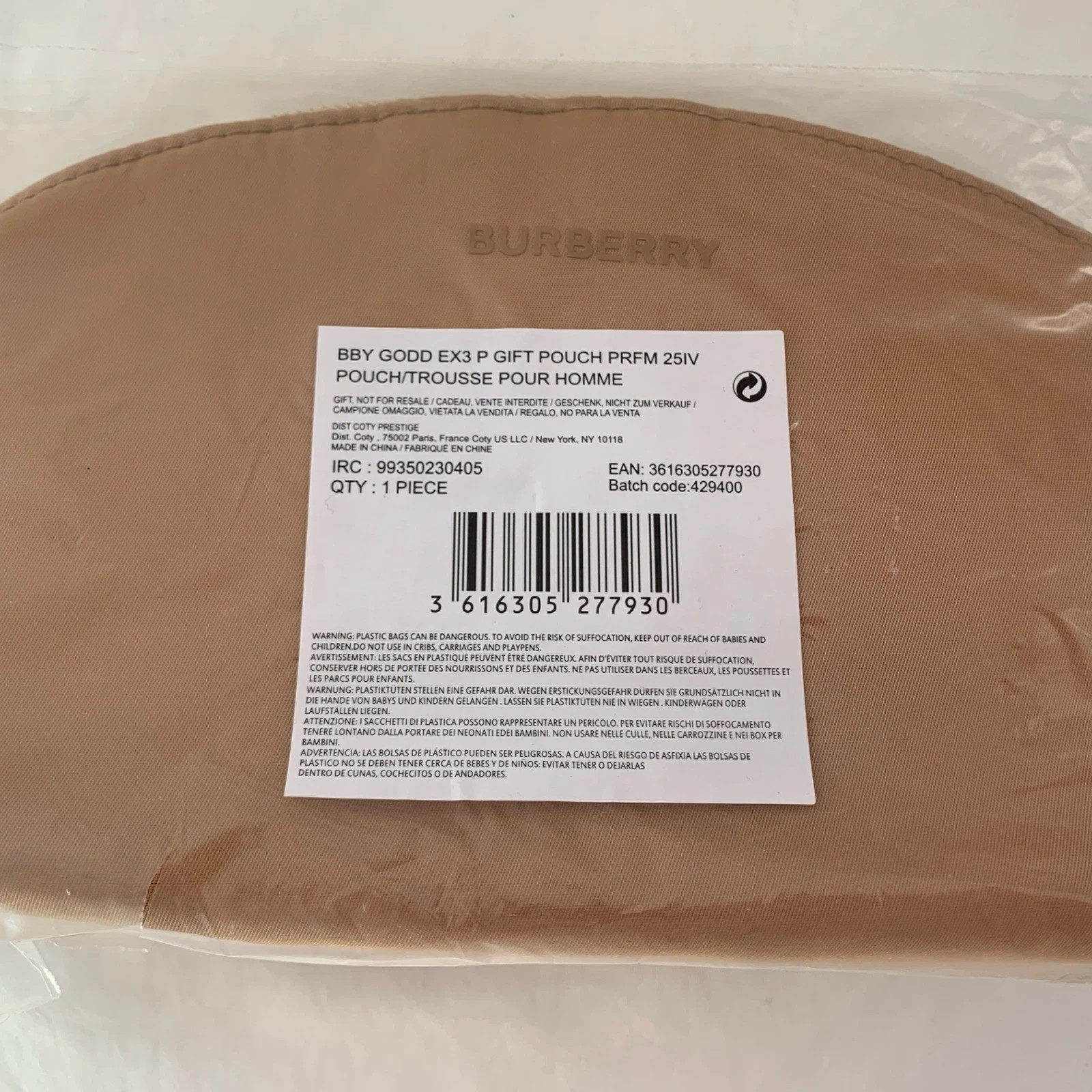 Burberry Pouch tan light brown Cosmetic Makeup Toiletry Travel Bag New #F2-3